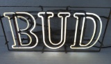 Three line script BUD neon sign, 24