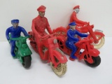 Four plastic and rubber motorcycle toys, 4