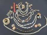 Large lot of beaded costume jewelry, necklaces, earrings, sets and bracelets