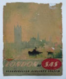 Original Travel Poster, London by SAS, Scandinavian Airline System, partial