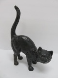 Cast iron cat doorstop, Halloween black cat, 10 3/4