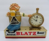 Blatz barrel man clock and lighted sign, working, 11