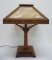 Lovely Arts and Crafts table lamp, slag glass panels, 20