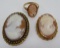 Cameo lot, two pins and ring