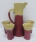 Fulper art pottery cider set, pitcher and four drinking glasses, c 1928