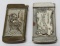 Two cigar cutter match holders, John Bischofberger Oshkosh Wis and bar maid