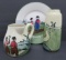 Three pieces of Austrian and German pottery, dutch design, plate, pitcher and vase