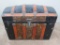 Dome top trunk, wood slats and interior die cut on lid