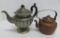 Two early teapots, copper and Make do, 6