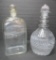 Two early 1800's bottles, hand blown, with stoppers, 9