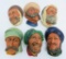Six Bossons chalk figures, heads, middle eastern, 5