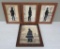 Four silhouette framed reproductions, men, different people or poses, 10