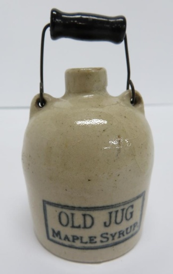 Miniature stoneware jug, Old Jug Maple Syrup, 3"