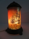 Vintage Scene in Action motion light, Chicago, forest fire, cast top and base, lights, 9