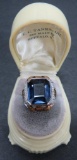 Lovely aurora borealis ring marked 14K on band, size 7 in vintage ring box