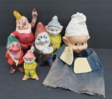 6 Snow White Dwarf dolls, puppet and figures
