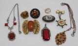 Very nice assorted jewelry lot, necklaces, ring, and pins
