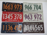 Six nice vintage license plates, great color, Illinois 1955 to 1960