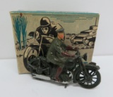 Die cast motorcycle toy, Morestone Despatch Rider series, made in England with box, 2 3/4