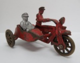 COP cast iron motorcycle with side car, spoke wheels, 4