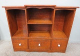Nice pine storage cabinet, three drawer and shelves, 36
