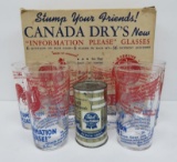 Canada Dry Information Please glasses with box and Pabst can still bank