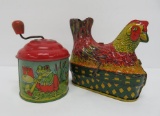 Tin Chicken and Frog toys