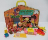 Liddle Kiddles Klub case with 4 dolls and accessories, c 1965