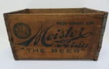 Meister Brau wood beer crate, 17 1/2