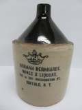 2 gallon Herman Bernhardt Wines & Liquors, cone top stoneware jug, Buffalo NY