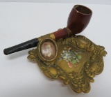 Pipe ashtray with photo frame and decorative pipe, 5