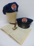 Pepsi Cola delivery driver cap, cover, stamp and forms