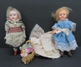 Two dollhouse bisque dolls, 5 1/2
