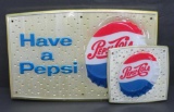 Two excellent condition plastic Pepsi signs, 