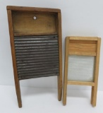 Two miniature washboards, tin and glass, 6 3/4