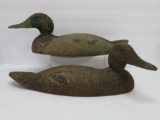 Two wooden duck decoys, glass eyes, 14