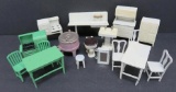17 pieces of Metal dollhouse furniture, Tootsie Toy