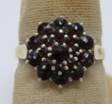 Antique ladies ring, size 6 1/4, attributed to garnet, and vintage ring box