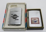 Two Vintage Pepsi Lighters with boxes, 2 1/4