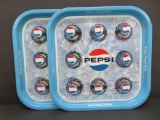 Two like new Enjoy Pepsi-Cola square trays, 13