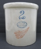 Red Wing Union Stoneware 2 gallon crock, large wing