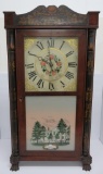 Early Eli Terry & Sons mantle clock with reverse painted door JC Brown Esq, Conn, 32 12