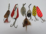 Vintage fishing lure lot, spoons, six