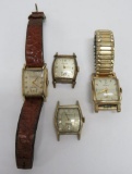 Assorted men's wrist watches, two with bands and two faces only