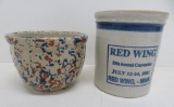 Two Red Wing Collectors Society commemorative stoneware pieces, 2001