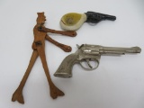 Hubley Pet cap gun, water pistol and folk art toy