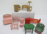 Metal dollhouse furniture mostly Tootsie Toy, living room and bedroom, 2