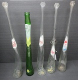 Five Vintage Stretch Bottles, MCM, Pepsi, Diet Pepsi and Fresca, 19