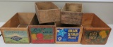 Six wood Fruit boxes, 9 1/2