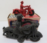 Two replica cast motorcycle toys, one with box